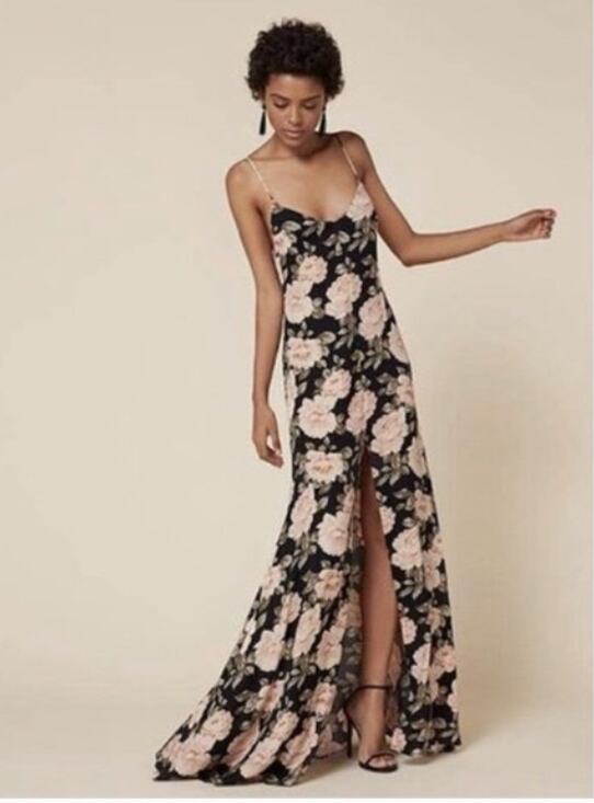 Reformation Dresses & Skirts - Reformation Luma Floral Spaghetti Strap Maxi Dress Womens Black Small